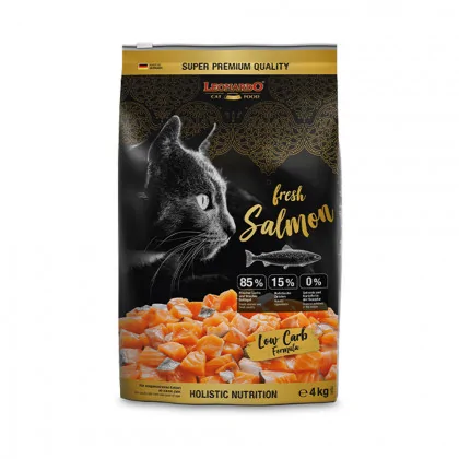 Leonardo Fresh Meat Salmon Sucha karma dla kotów łosoś zawiera składniki roślinne produkt 4kg