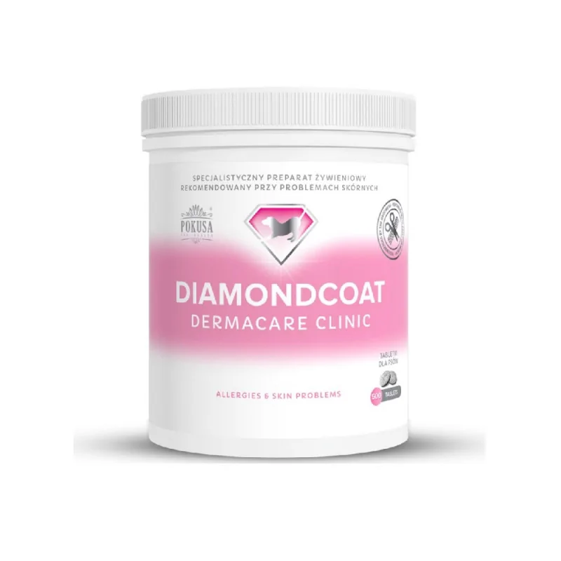 Pokusa DiamondCoat DermaCare Clinic Preparat na problemy skórne, AZS dla psów produkt 500 tabletek