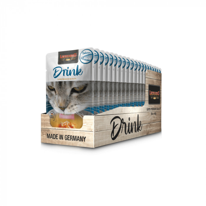 Drink Dodatek do karmy suchej lub mokrej dla kotów łosoś 40g 6szt.
