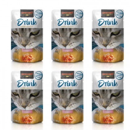 Drink Dodatek do karmy suchej lub mokrej dla kotów łosoś 40g 6szt.