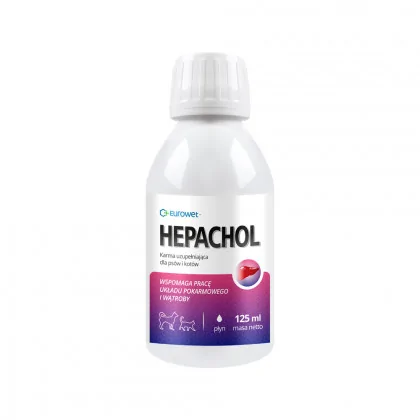 Eurowet Hepachol Płyn na układ pokarmowy i wątrobę dla psów i kotów 125ml Eurowet Hepachol Płyn na układ pokarmowy i wątrobę dla psów i kotów opakowanie 125ml